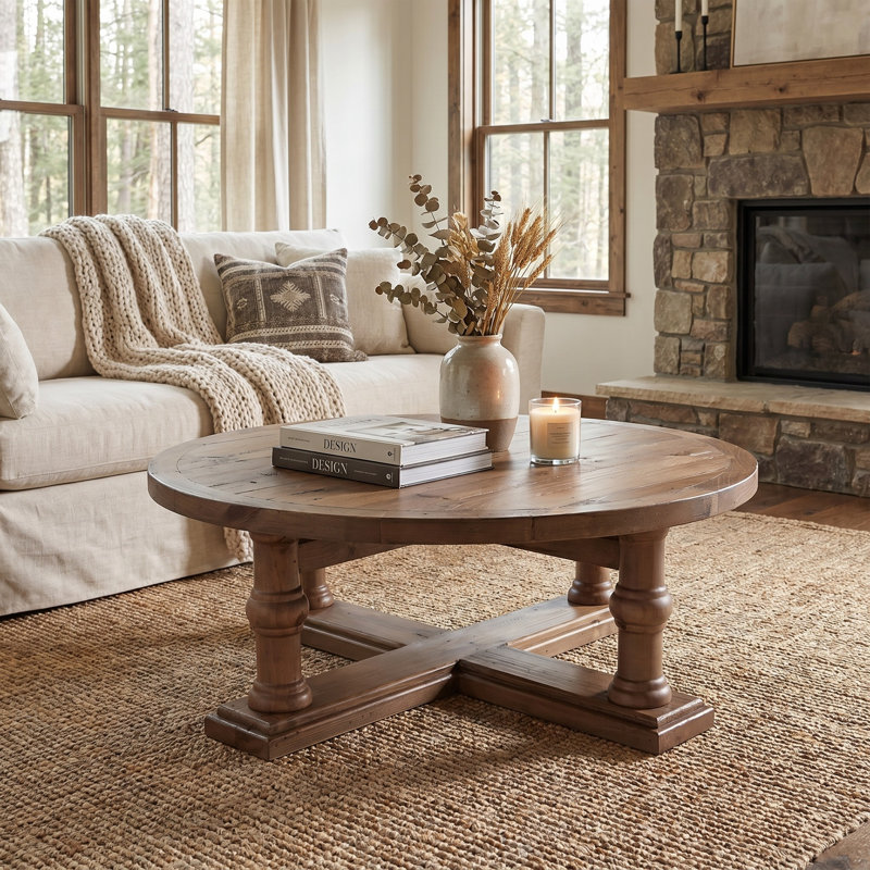 Table basse simple American Rustic, Bois brun
