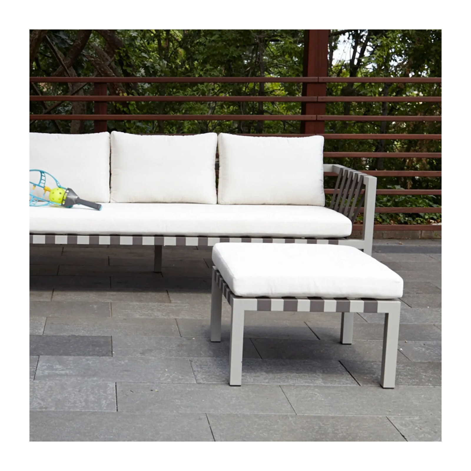 Jibe Upholstered Outdoor Ottoman with Cushion, Canvas Canvas Sunbrella® Canvas