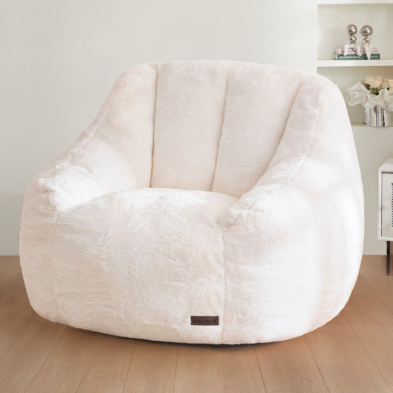 Fauteuil à billes, Fausse fourrure beige