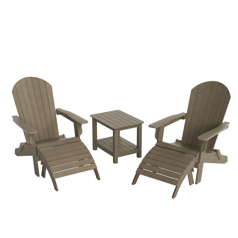 Arrlo Foldable Outdoor Adirondack Chair, Taupe