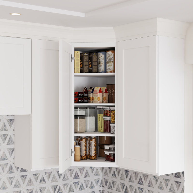 Armoire murale de coin diagonale de cuisine blanche Shaker de l 39 po x P 42 po x P 12 po de Casainc (poignées non incluses)