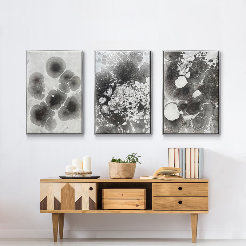 " Marbling IV " 3 - Pieces, H 40 po x l 90 po x P 2 po, Argent