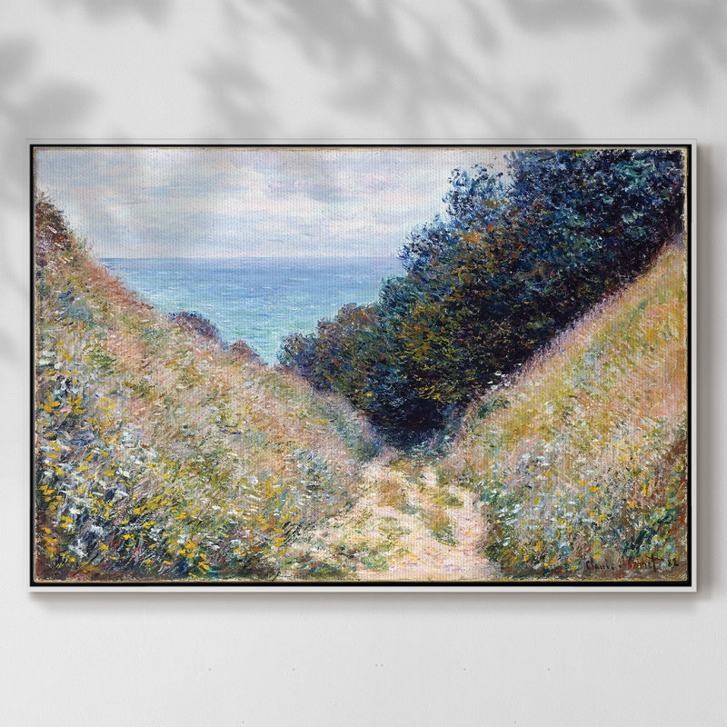Sentier à la grotte, Pourville, 1882, reproduction d'art sur toile, H 17 po x l 25 po x P 2 po, Blanc