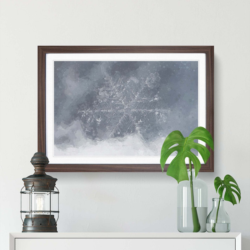 A Snowflake in Abstract - Framed Print, 62cm H x 87cm W x 2cm D, Walnut Framed