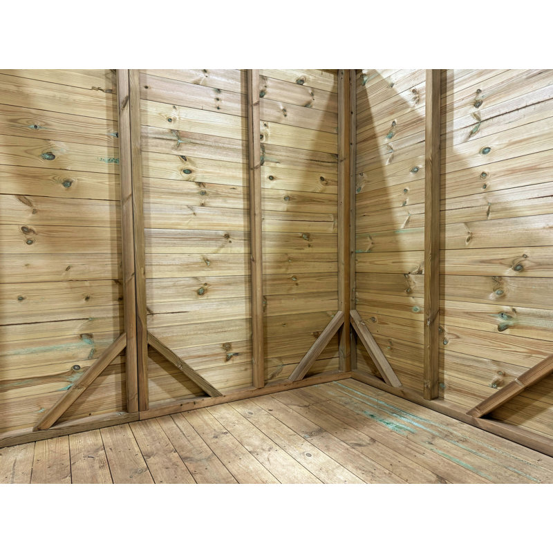 Powersheds 8 x 10ft Premium Pressure Treated Timber Apex Garden Shed, Double Doors