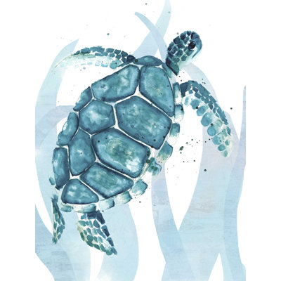 «Watercolor Sea Turtle Through Seaweed», reproduction sur toile tendue