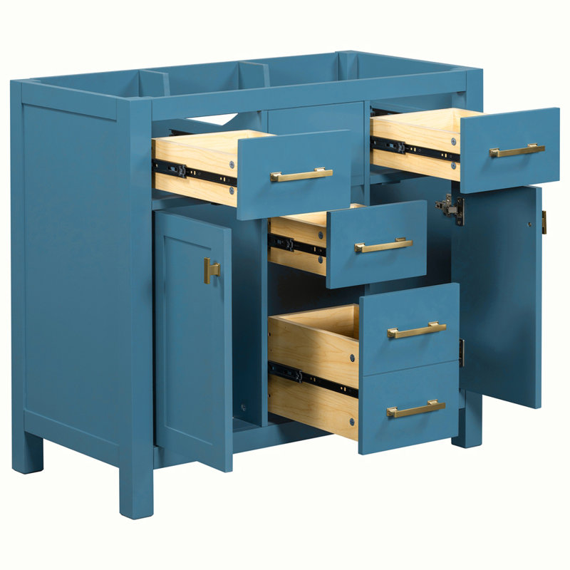 Meuble-lavabo simple autoportant moderne avec 4 tiroirs et 2 armoires Modern