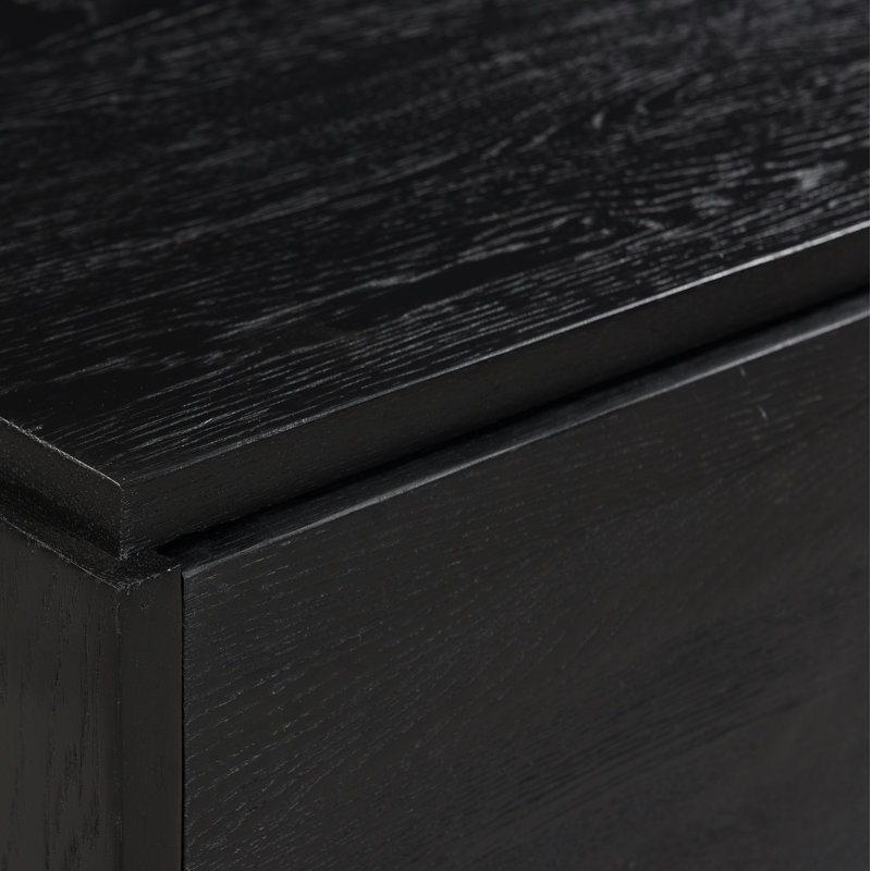 1 - Drawer Solid Wood Nightstand, Black