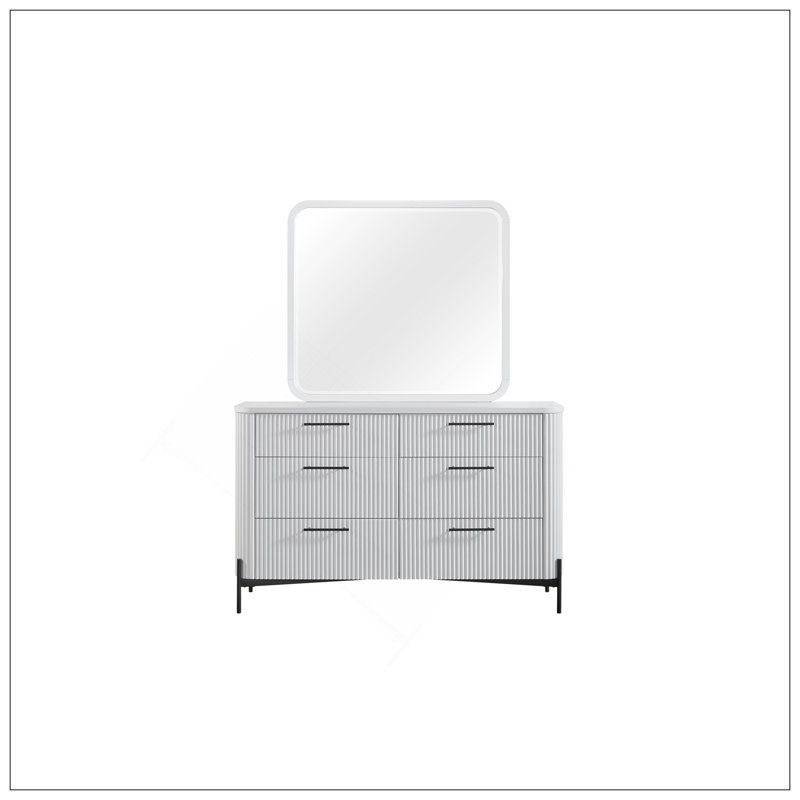Commode 6 tiroirs - Blanc, Blanc