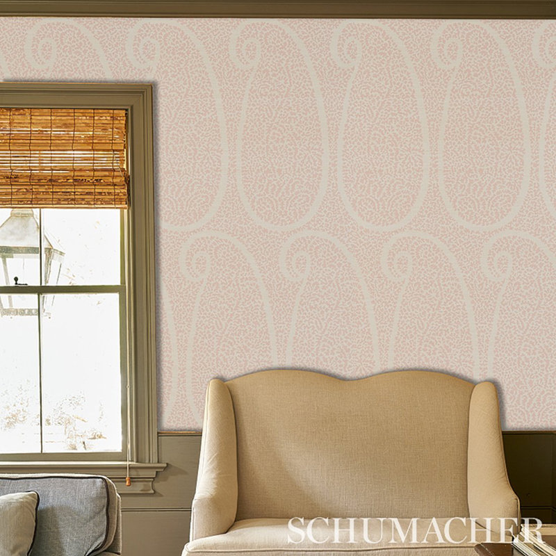 Ambala Paisley Sisal Wallpaper, Blush