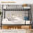 Metal Bunk Bed Twin Over Full Size with Ladder & Guardrail, Metal Bed Frame, Heavy Duty Sturdy Bunk Beds, Black