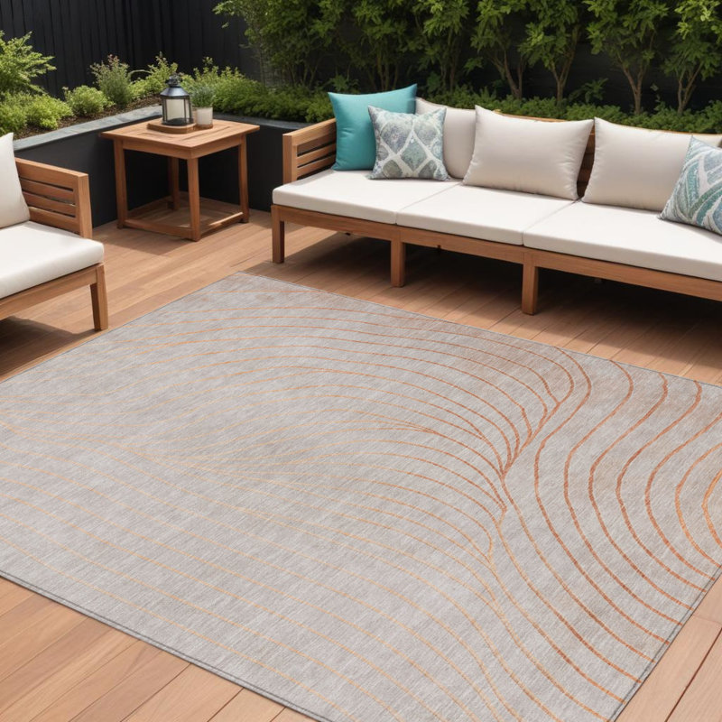 Tapis extérieur lavable intérieur cuivre et argent 9 pi x 12 pi