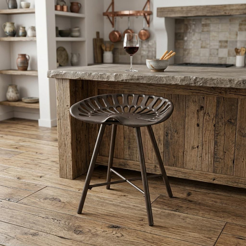 18" Copper Iron Backless Bar Chair