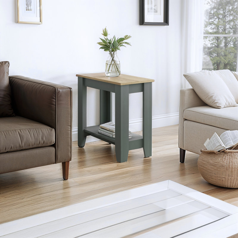 Weddel Basilico End Table with Storage, Kale Green/Reviera Eichi