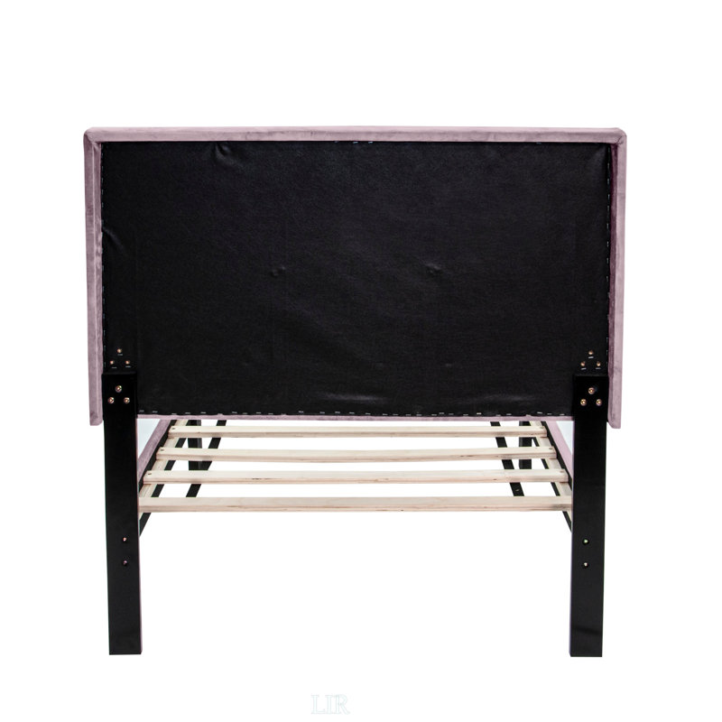 Lit simple avec tête de lit réglable et système de support à 12 lattes, revêtement en velours de qualité supérieure pour un confort et un style ultimes