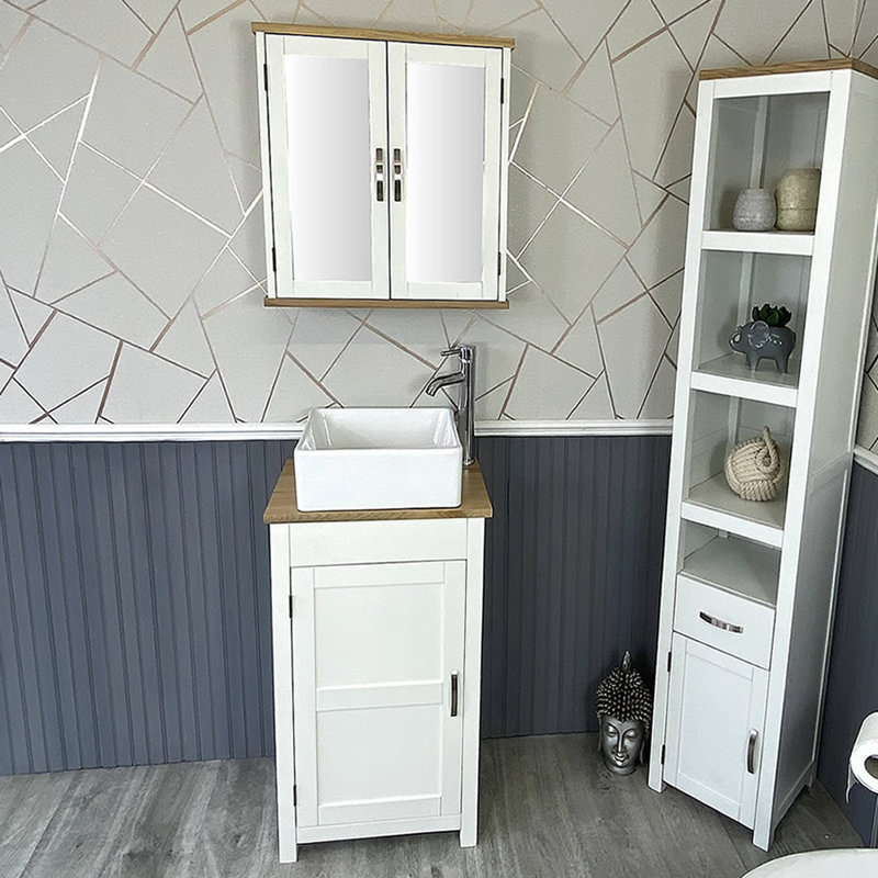 Martens 485 mm Freestanding Cloakroom Vanity with Vessel Ceramic Basin, White