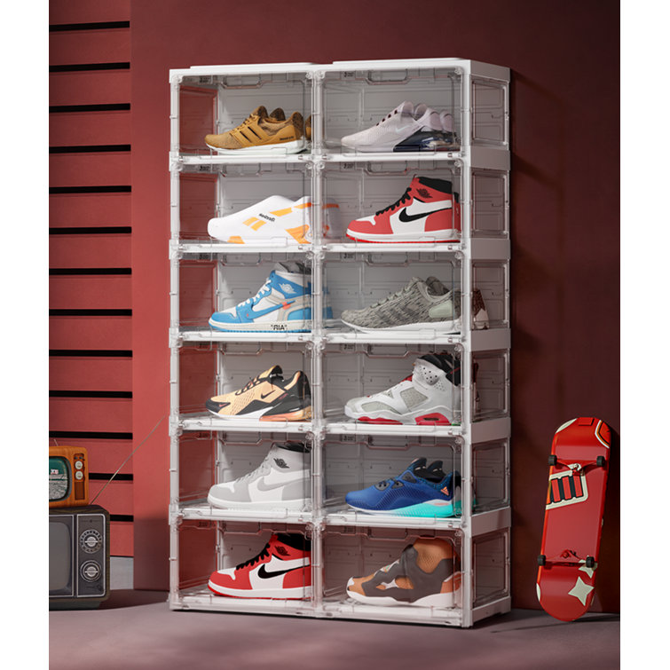 Solid PET Plastic Shoe Storage Box Home Transparent Display Case Shoe Flip  Drawer Shoe Box Corridor Sneakers Organizer Cabinet