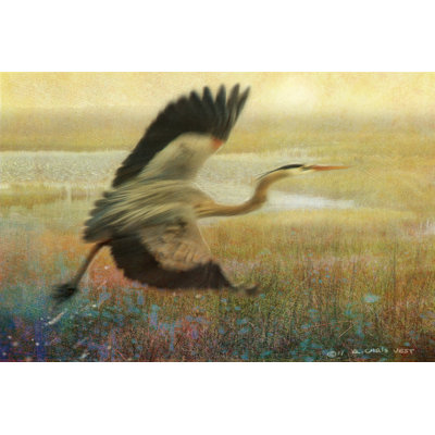 Foggy Heron I 1 Piece Wrapped Canvas Painting