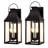 2 - Light 20"h Black Iron & Tempered Glass  Outdoor Wall Lantern