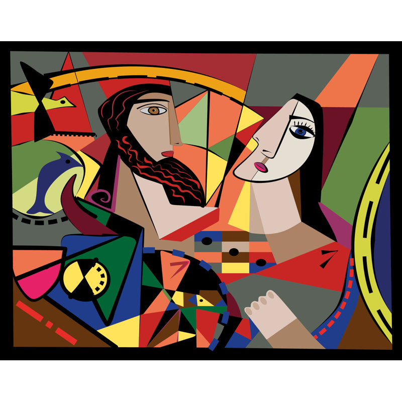 Papier peint abstrait avec cubisme abstrait, L 57 po x l 86 po
