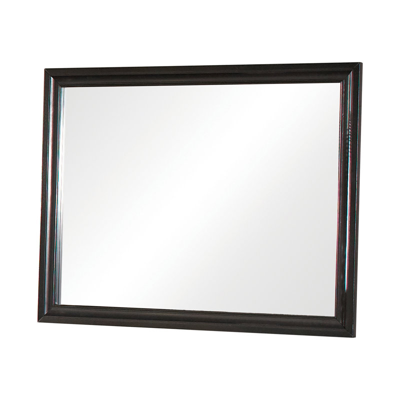 Ensemble de chambre à coucher 3 pièces avec commode et miroir Momen, Noir / gris, Grand