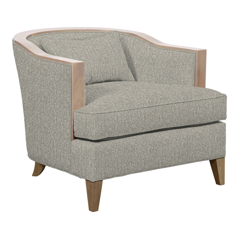Thom Filicia Home 32.5" Wide Barrel Chair, Hampton, Tarbee Pebble Polyester Blend