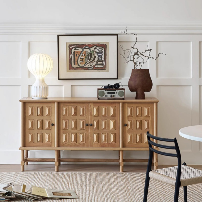 Retro Sideboard, Burlywood, 36.22" H x 70.87" W x 17.72" D