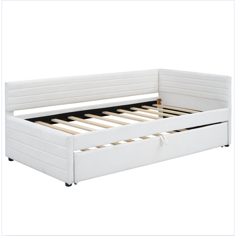 Lit de jour simple rembourré avec couchette, Blanc