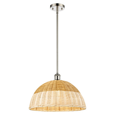 Ballston - Bristol Natural II - 1 Light 16" Stem Hung Mini Pendant - Polished Nickel Finish - Natural Shade