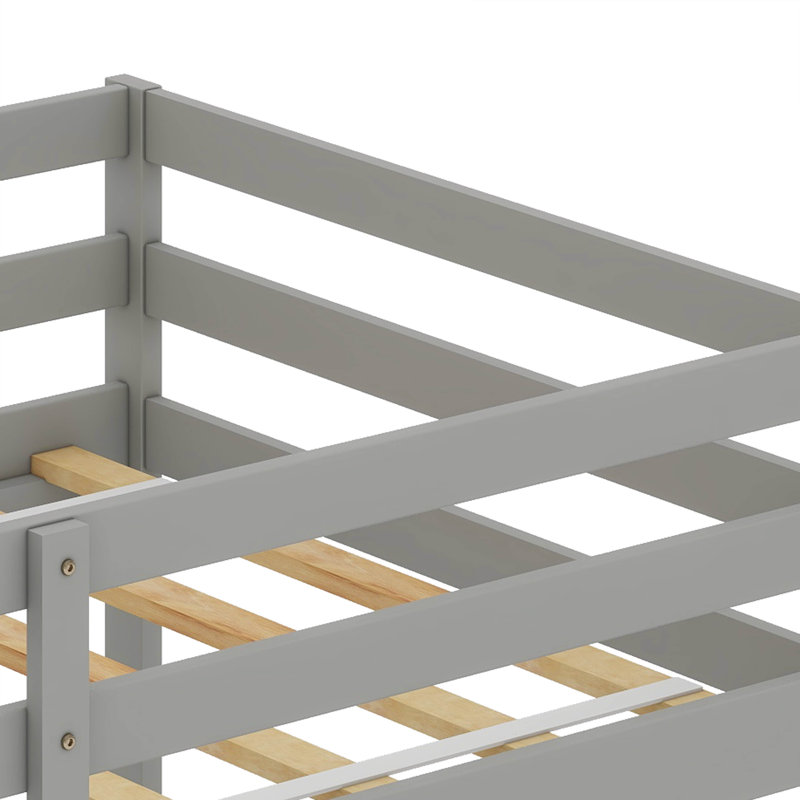  Zahara Twin Loft Bed With Staircase, Gray