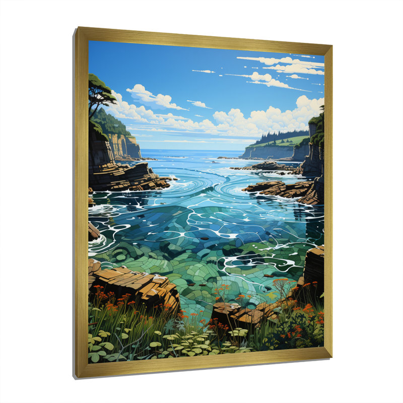 Marine Symphonie pastorale I - animaux, art mural, salon, H 32 po x l 24 po x P 1 po, Encadrement doré