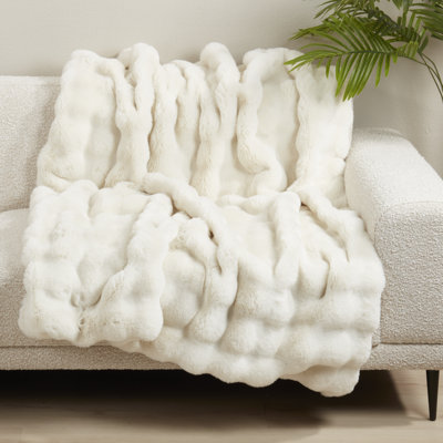 Soft Bubble Faux Fur Throw
