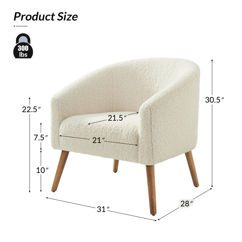 Chaise avec accoudoirs l 31 po Briggitte, Polyester ivoire