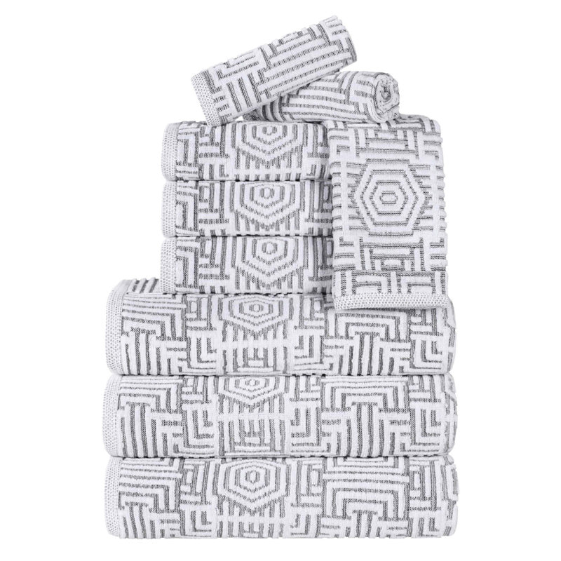 Ingry 100% Cotton Midweight Jacquard Mulit-Size Set, Charcoal