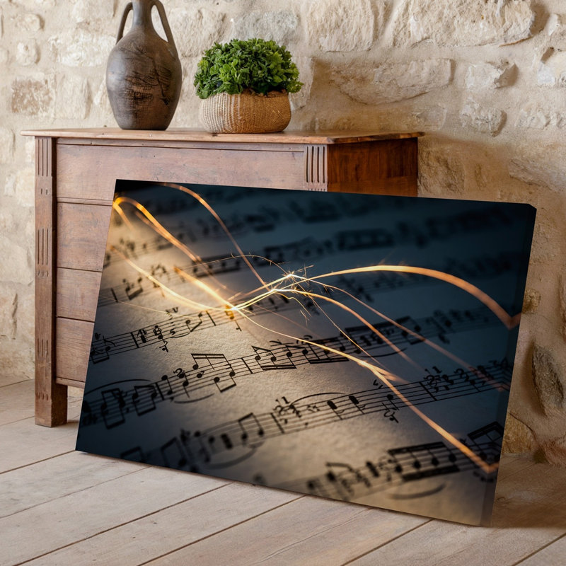 Toile, gros plan, feuille de musique avec art mural, H 30 po x l 40 po