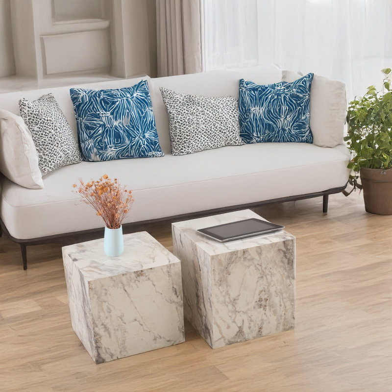 2 Pieces Cube End Table Set