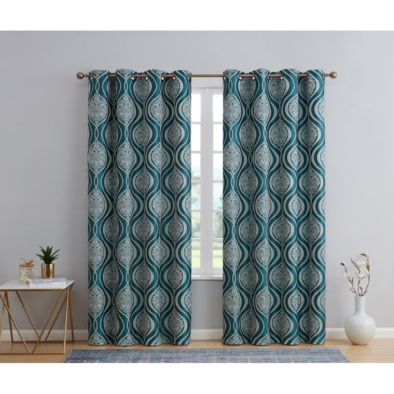 Guildford Curtain Pair, Teal Blue, 52" W x 96" L