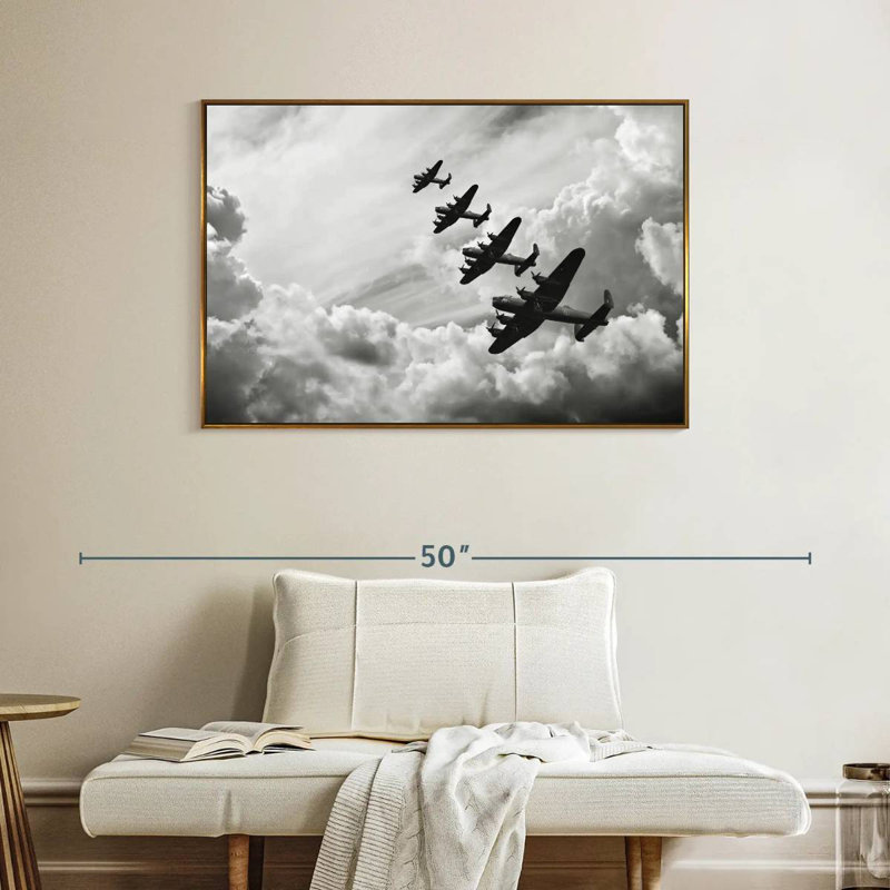 Avions de guerre de la Seconde Guerre mondiale, 40 po x 27 po, Cadre flottant doré