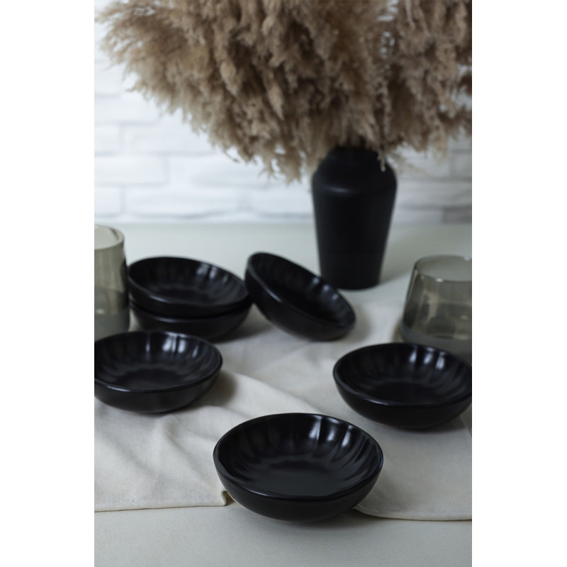Latitude Run Aravinthan 100% CERAMIC STONEWARE Salad Bowl, Black