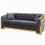 Canapé Chesterfield en velours de luxe à 3 places avec acier inoxydable doré, parfait pour les salons élégants et les sièges confortables