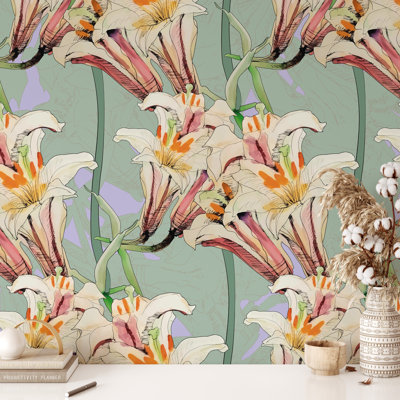 Lily Wallpaper Sage Green