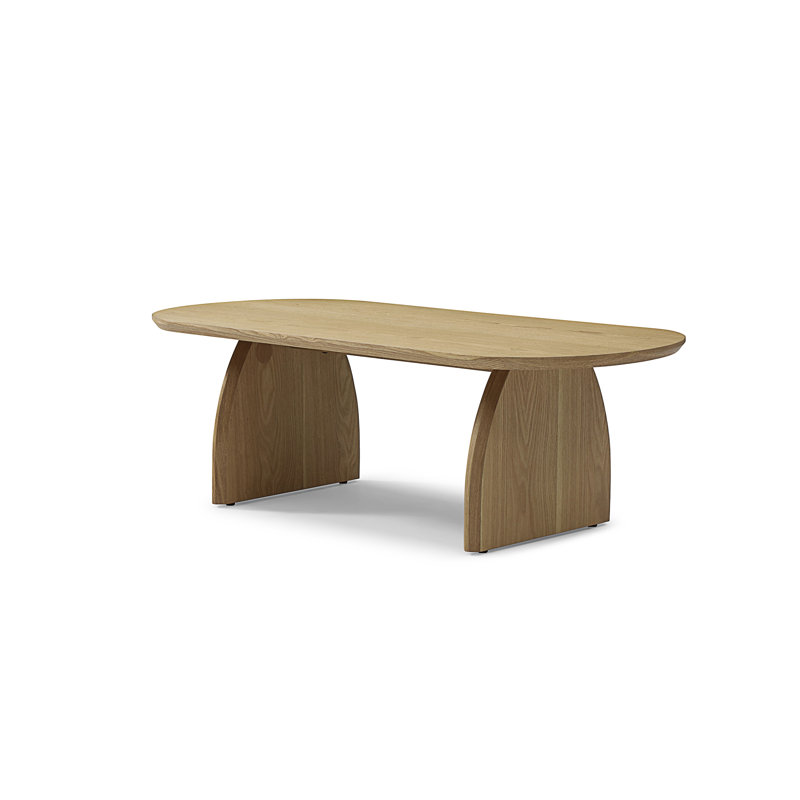 Table basse 47,24 po ovale avec placage en bois massif (table incluse seulement), Bois naturel