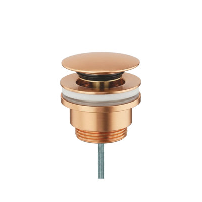 Push Waste Drain in Shiny Copper