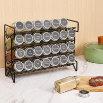 Home Basics Ultra Sleek Half Moon Steel Seasoning and Herbs Organizing Spice  Rack with 6 Empty Glass Spice Jars, Chrome 