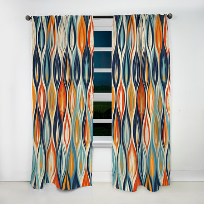 Orange et bleu Botanical Symphony III - Rideau moderne - Velours obscurcissant - 1 panneau