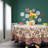 Floral Block Print Cotton Round Tablecloth