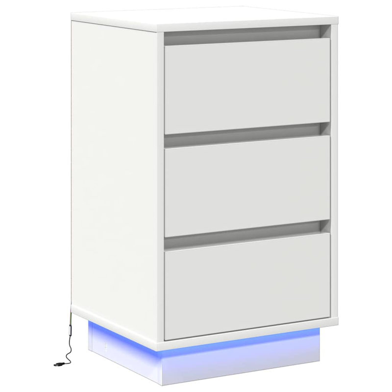 Bedside Cabinet 39 X 34.5 X 65 Cm Engineered Wood, White