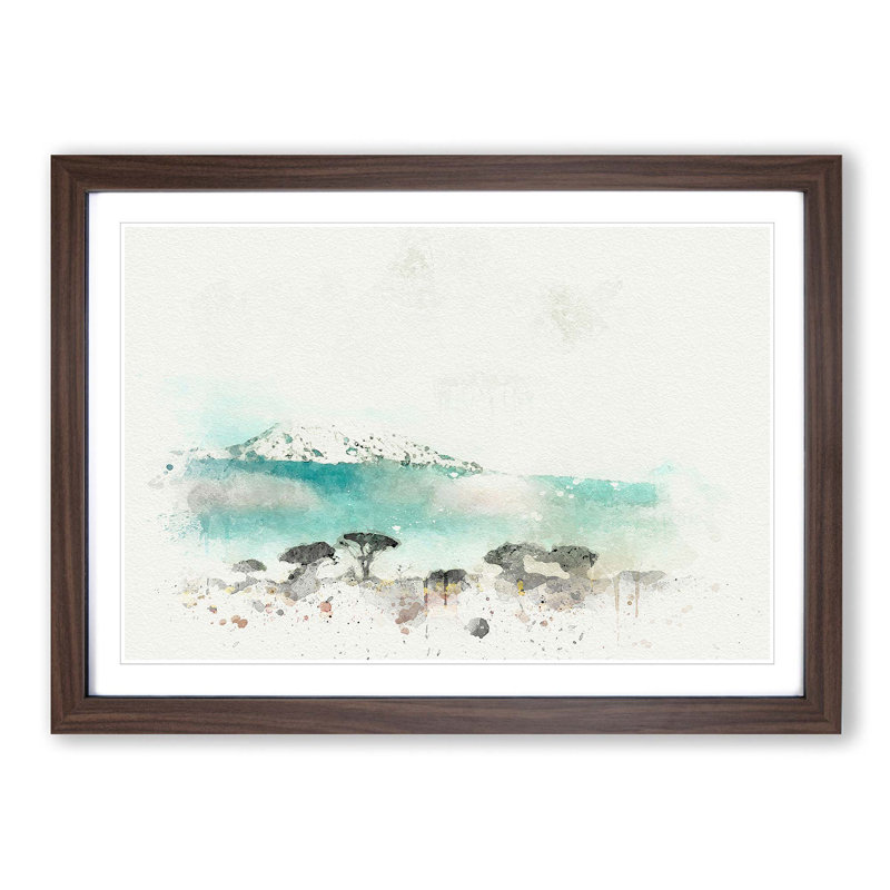 Mount Kilimanjaro in Tanzania in Abstract - Picture Frame Graphic Art Print on MDF, 27cm H x 36cm W x 2cm D, Walnut Framed