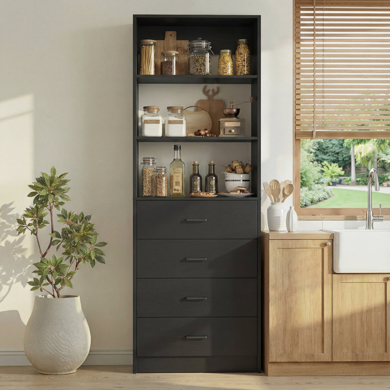 Garde-manger 80 po avec tiroirs H 80 po, Noir