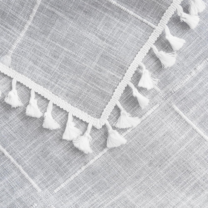 Nappe rectangulaire en coton et lin - Infroissable et imperméable - Nappe lavable à la machine avec pampilles pour la cuisine et la salle à manger